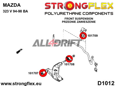 101707A Predný silentblok predného spodného ramena SPORT - Mazda 323F / Lantis / Astina (94-98) BA
