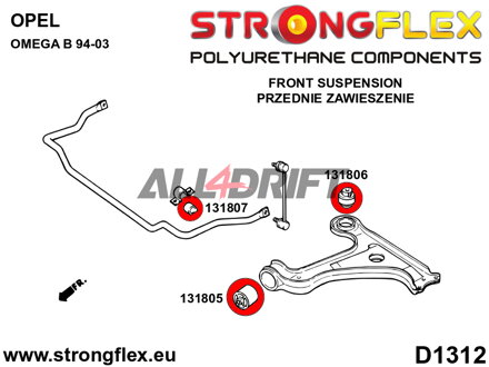 131805A Predný silentblok predného spodného ramena SPORT - Opel / Vauxhall B (94-99)