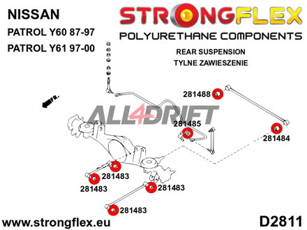 281485A Silentblok zadného stabilizátora SPORT - Nissan IV (87-97) Y60