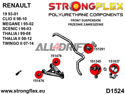 156079A Sada silentblokov predného zavesenia SPORT - Renault 19 (93-01)