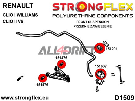 151637A Vonkajší silentblok predného stabilizátora SPORT - Renault 19 (93-01)