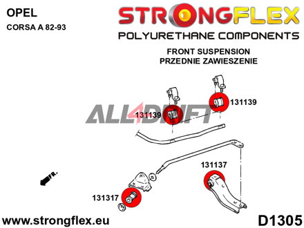 131317A Silentblok predného tiahla k podvozku SPORT Opel Corsa / Nova