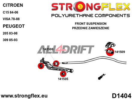 146102A Sada silentblokov prednej nápravy SPORT