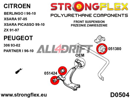 051424B Predný silentblok predného ramena Citroen / Peugeot
