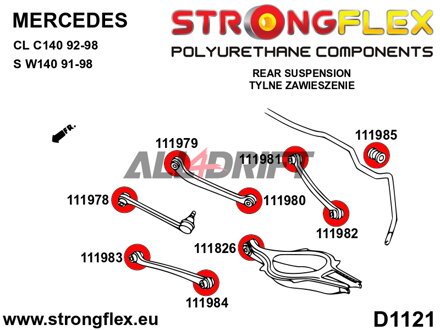 116249B Sada silentblokov zadného zavesenia - Mercedes W140 (91-98)