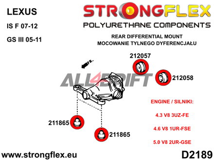 212057A Silentblok uloženia zadného diferenciálu - zadný SPORT - Lexus III (05-11) S190